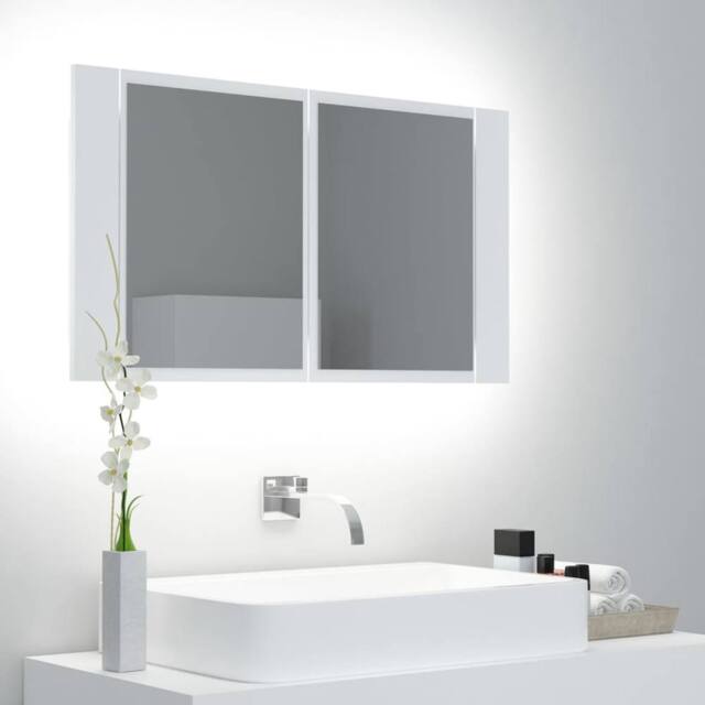 Berkfield Home LED Bathroom Mirror Cabinet White 80x12x45 cm - Size: 80 x 12 x 45 cm - image 1