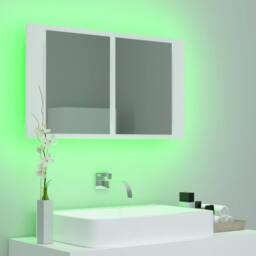 Berkfield Home LED Bathroom Mirror Cabinet White 80x12x45 cm - Size: 80 x 12 x 45 cm - thumbnail 4