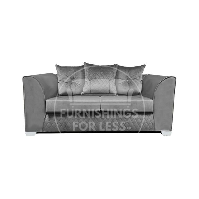 Furnishings For Less UK Victoria Soft Plush Velvet Fabric 2 Seater Sofa - Scatter Back in Grey - image 1