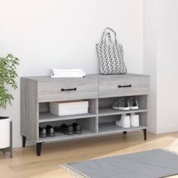 Berkfield Home Shoe Cabinet Grey Sonoma 102x35x55 cm Engineered Wood - Size: 102 x 35 x 55 cm - thumbnail 2