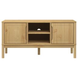 Berkfield Home TV Cabinet FLORO Wax Brown 114x43x55 cm Solid Pine Wood - Size: 114 x 43 x 55 cm - thumbnail 5