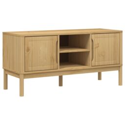 Berkfield Home TV Cabinet FLORO Wax Brown 114x43x55 cm Solid Pine Wood - Size: 114 x 43 x 55 cm - thumbnail 2