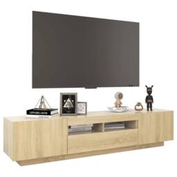 Berkfield Home TV Cabinet with LED Lights Sonoma Oak 180x35x40 cm in Brown - Size: 180 x 35 x 40 cm - thumbnail 6