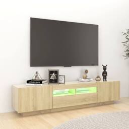 Berkfield Home TV Cabinet with LED Lights Sonoma Oak 180x35x40 cm in Brown - Size: 180 x 35 x 40 cm - thumbnail 3