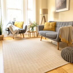 Kukoon Natural Golden Beige Jute Micro Woven Herringbone Pattern Cotton Border Area Rug - Size: 70 cm x 240 cm - thumbnail 3