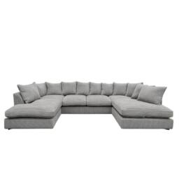 Bliss Furniture Jumbo Cord U Shaped Scatter Back Sofa Grey Modern Design, Super Comfy - Size: 6 Person - thumbnail 1