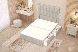 "Somnior Eleanor Plush 2 Drawer Divan Bed Set with Pillowtop & 54"" Headboard in Silver - Size: Super King" - thumbnail 5