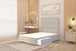 "Somnior Eleanor Plush 2 Drawer Divan Bed Set with Pillowtop & 54"" Headboard in Silver - Size: Super King" - thumbnail 4