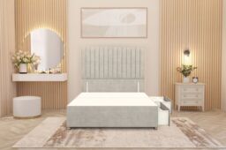 "Somnior Eleanor Plush 2 Drawer Divan Bed Set with Pillowtop & 54"" Headboard in Silver - Size: Super King" - thumbnail 3