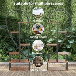 NESTLUNE 6-Tier Tall Wooden Plant Stand Rack in Black - Size: 100 cm x 100 cm - thumbnail 6