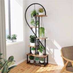 NESTLUNE 6-Tier Tall Wooden Plant Stand Rack in Black - Size: 100 cm x 100 cm - thumbnail 3