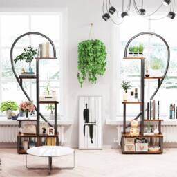 NESTLUNE 6-Tier Tall Wooden Plant Stand Rack in Black - Size: 100 cm x 100 cm - thumbnail 5