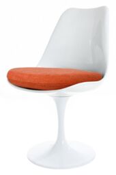Fusion Living White Tulip Dining Chair with Velveteen Cushion in Orange - thumbnail 2