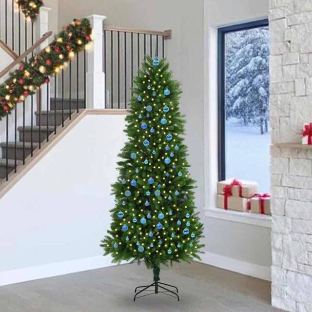 Berkfield Home Christmas Tree with 300 LEDs with Stand Green 240 cm PE - image 1