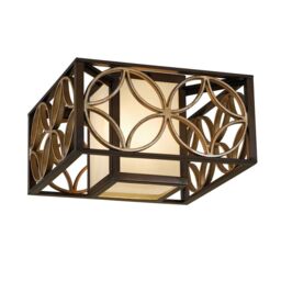 Netlighting Remy 2 Light Flush Ceiling Light Gold Bronze in Brown