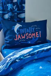 Catherine Lansfield 'Jawsome Shark' Reversible Duvet Cover Set in Navy - Size: Junior - thumbnail 3