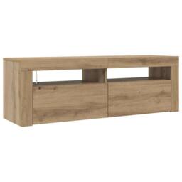 Berkfield Home TV Cabinet with LED Lights Artisan Oak 120x35x40 cm Engineered Wood in Brown - Size: 120 x 35 x 40 cm - thumbnail 7
