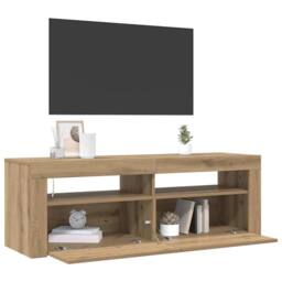 Berkfield Home TV Cabinet with LED Lights Artisan Oak 120x35x40 cm Engineered Wood in Brown - Size: 120 x 35 x 40 cm - thumbnail 5