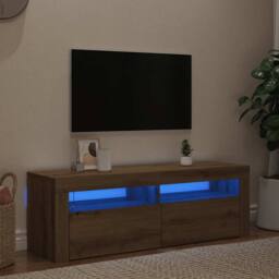Berkfield Home TV Cabinet with LED Lights Artisan Oak 120x35x40 cm Engineered Wood in Brown - Size: 120 x 35 x 40 cm