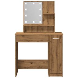 Berkfield Home Dressing Table with LED Artisan Oak 86.5x35x136 cm in Brown - thumbnail 5