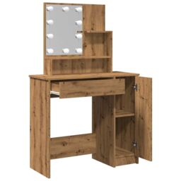 Berkfield Home Dressing Table with LED Artisan Oak 86.5x35x136 cm in Brown - thumbnail 9