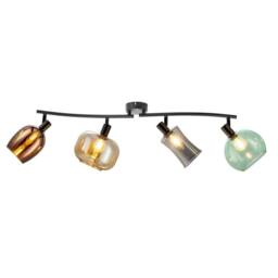 Netlighting Telesto Ceiling Spotlight Bar Black Glass Shade 4x E14