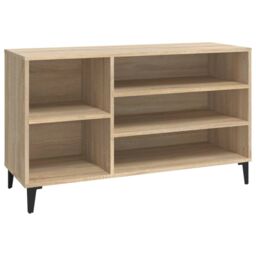 Berkfield Home Shoe Cabinet Sonoma Oak 102x36x60 cm Engineered Wood in Beige - Size: 102 x 36 x 60 cm - thumbnail 2