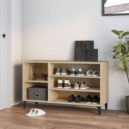 Berkfield Home Shoe Cabinet Sonoma Oak 102x36x60 cm Engineered Wood in Beige - Size: 102 x 36 x 60 cm