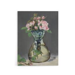 "Artery8 Moss Roses in a Vase Oil Painting Manet Vintage Canvas Wall Art in Grey - Size: W18"" x H24""" - thumbnail 1