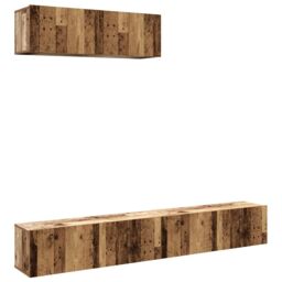 Berkfield Home Wall Mounted TV Cabinets 3 pcs Old Wood 100x30x30 cm Engineered Wood in Brown - Size: 100 x 30 x 30 cm - thumbnail 2