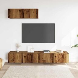 Berkfield Home Wall Mounted TV Cabinets 3 pcs Old Wood 100x30x30 cm Engineered Wood in Brown - Size: 100 x 30 x 30 cm - thumbnail 3