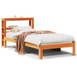 Berkfield Home Sleek Bed Frame without Mattress Wax Brown 100x200 cm Solid Wood Pine - thumbnail 3