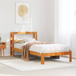 Berkfield Home Sleek Bed Frame without Mattress Wax Brown 100x200 cm Solid Wood Pine - thumbnail 2
