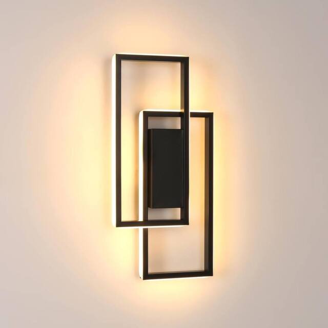 COMELY Indoor Wall Lights, 28W Square Black Wall Lights, 3000 K Warm White - image 1