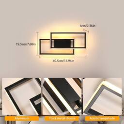 COMELY Indoor Wall Lights, 28W Square Black Wall Lights, 3000 K Warm White - thumbnail 5