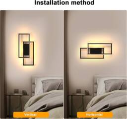 COMELY Indoor Wall Lights, 28W Square Black Wall Lights, 3000 K Warm White - thumbnail 6