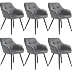 tectake Dining Chair Marilyn Per Piece - Grey/Black in Grey - Size: 1 Pack