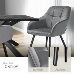 tectake Dining Chair Marilyn Per Piece - Grey/Black in Grey - Size: 1 Pack - thumbnail 4