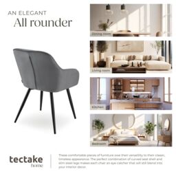 tectake Dining Chair Marilyn Per Piece - Grey/Black in Grey - Size: 1 Pack - thumbnail 7