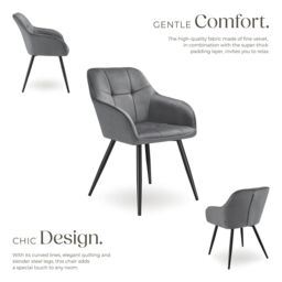 tectake Dining Chair Marilyn Per Piece - Grey/Black in Grey - Size: 1 Pack - thumbnail 3