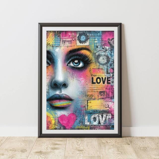 60 SECOND MAKEOVER Love Graffiti Print Urban Street Art Poster Junk Journal - Size: A4 - image 1