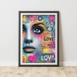 60 SECOND MAKEOVER Love Graffiti Print Urban Street Art Poster Junk Journal - Size: A4 - thumbnail 1
