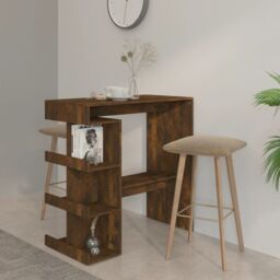 Berkfield Home Bar Table with Storage Rack Smoked Oak 100x50x101.5cm Engineered Wood in Brown - Size: 100x50x101.5 cm - thumbnail 1