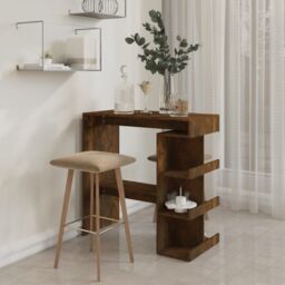 Berkfield Home Bar Table with Storage Rack Smoked Oak 100x50x101.5cm Engineered Wood in Brown - Size: 100x50x101.5 cm - thumbnail 3