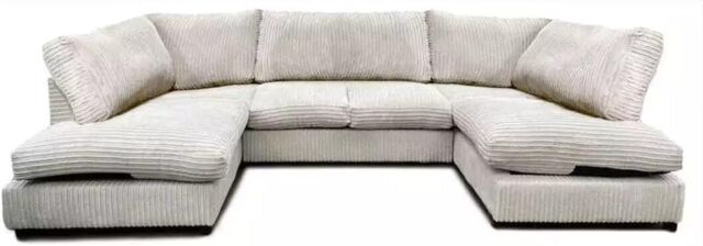 Furniture 786 Aspen Full Back 6 Seater U Shaped Corner Jumbo Cord Fabric Sofa in Ivory - image 1
