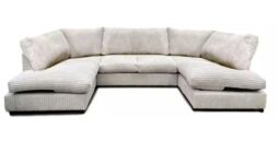 Furniture 786 Aspen Full Back 6 Seater U Shaped Corner Jumbo Cord Fabric Sofa in Ivory - thumbnail 2