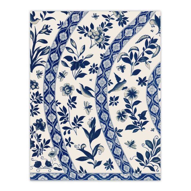 "Artery8 Owen Jones Elegant Blue Flower Bird China Pattern Wall Art Print - Size: W12"" x H16""" - image 1