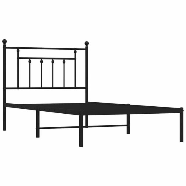 Berkfield Home Metal Bed Frame with Headboard Black 100x190 cm - image 1