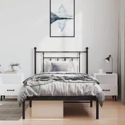 Berkfield Home Metal Bed Frame with Headboard Black 100x190 cm - thumbnail 4