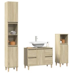 Berkfield Home 3 Piece Bathroom Furniture Set Sonoma Oak Engineered Wood in Brown - thumbnail 3